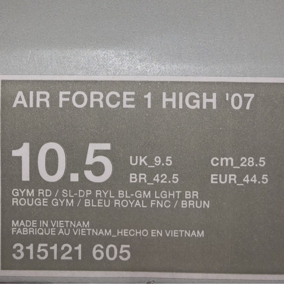 Nike Mens Air Force 1 07 High ‘Gym Red/White/Blue’ - Picture 4 of 4